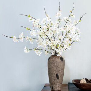 29.92 Inch White 6-Pcs Blossom Branches Artificial Flowers Vases Home Decor